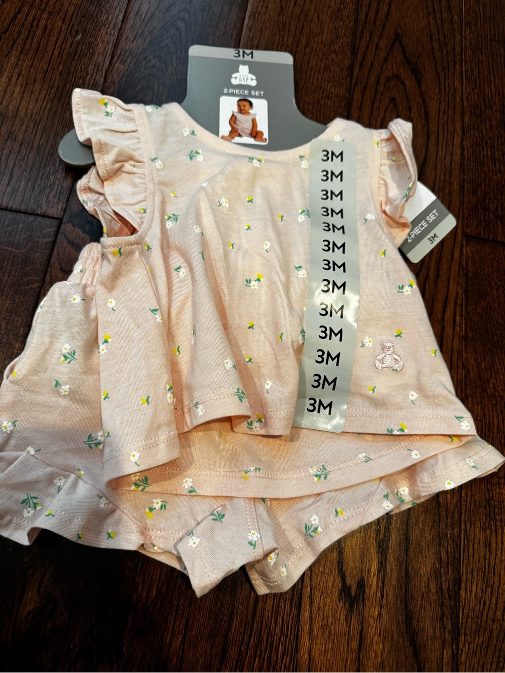 GAP Baby Pink Floral Ruffle Tank Top & Shorts Set